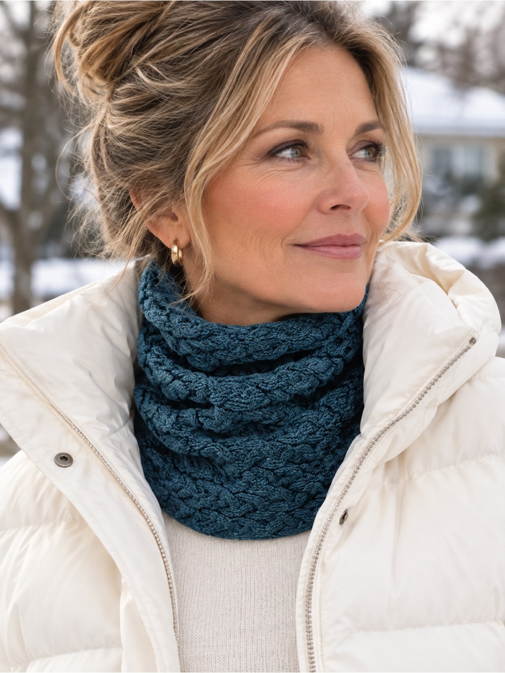 Merino Wool cable knit Neck Wrap_ made in Ireland